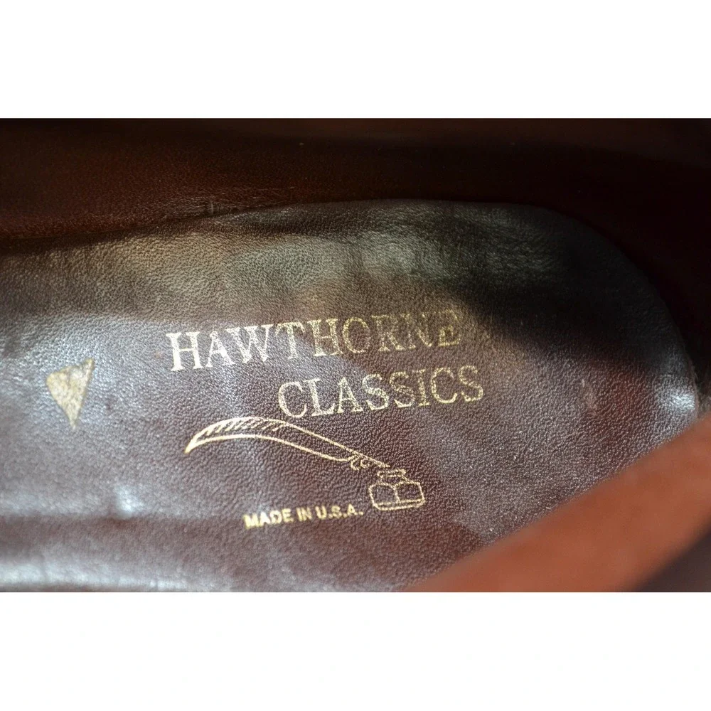 Vintage Hawthorne Classics Boots Mens 12AA Brown Leather Biker Buckle Vibram USA